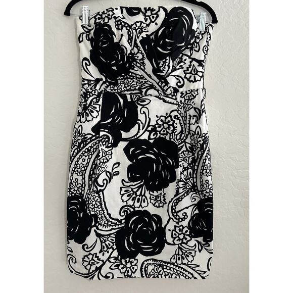 White House Black Market Dresses & Skirts - White House Black Market White Black Floral Strapless Sheath Cocktail Dress 6